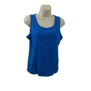 JONES NEW YORK Signature Woman Blue Sleeveless Tank Top Size Medium 100% Cotton